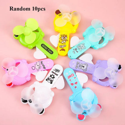 10Pcs Mini Cartoon Summer Portable Hand Pressure Fan for Kids Adult Birthday Gifts Party Favors Gift Toys