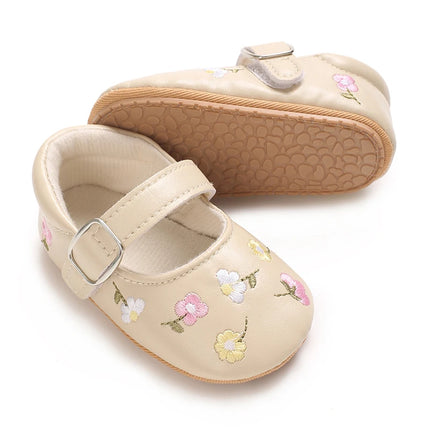 Spring and Summer New Baby Korean Version Flower Embroidered Princess Shoes For Women's Soft Soled Baby Walking Shoes