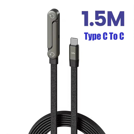 2 in 1 Cable PD240W Type C To Type C Fast Charging Foldable Bracket Cable Built-in Desktop Holder Wire For iPhone Samsung Xiaomi