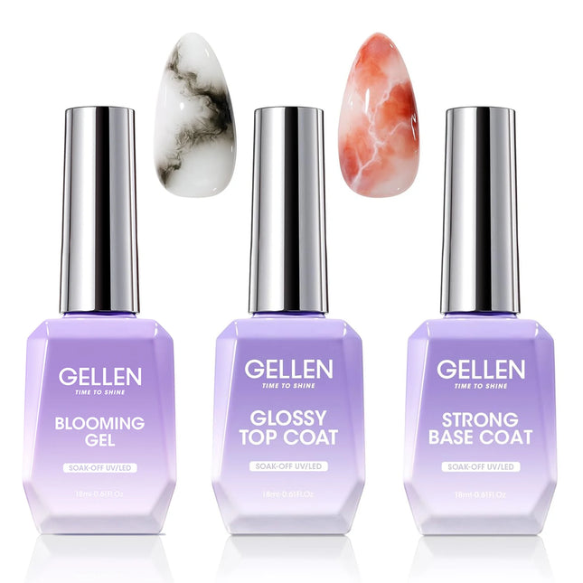 GELLEN Nail Polish Set 18ml 4PCS Kit Base Coat Top Gel Cuticle Softener Oil Salon Quality Manicure Pedicure Valentines Gift