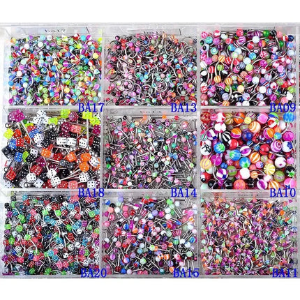 45/90pcs Mix Stainless Steel Nose Ear Belly Lip Tongue Ring Captive Bead Eyebrow Bar Piercings Body Jewelry Lot Bulk