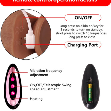 Big Dildo Vibrator Rechargeable Penis Artificial Telescopic Swing Heating Remote Control Vibrators For Women Silicone Dildos