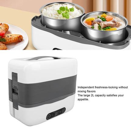 Double Layer Electric Lunch Box Portable Food Heater with 4 Stainless Steel Bowls Lunch Warmer for 24 Hour Reservation