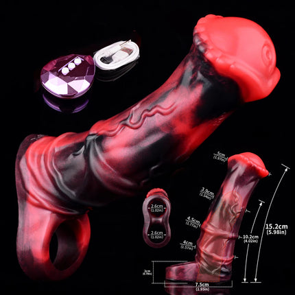 FAAK Remote Control Vibrating Silicone Cock Sleeve 2 Sizes Penis Extender Fantasy Hollow Horse dildo Vibrator Adult Sex Toys