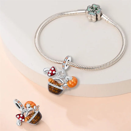Autumn New 925 Sterling Silver Brown Maple Leaf Pumpkin Bee Charms Bead Fit 3mm 925 Original Bracelets DIY Jewelry Warm Gift
