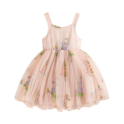 ma&baby 9M-4Y Toddler Baby Kid Girl Dress Infant Princess Summer Tulle Floral Embroidery Birthday Party Dresses For Girls