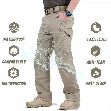Plus Size Mens Tactical Pants Multiple Pocket Elasticity Military Urban Commuter Tacitcal Trousers Men Waterproof Cargo Pants QC