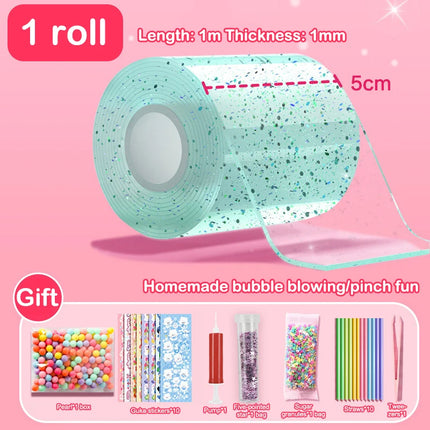 New【DIY Craft Pinch Toy Making Blowable Bubble Tape Non-marking Double-sided Adhesive Reusable Color High Sticky Nano Tape】