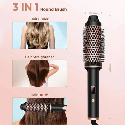 TINSOL 3-in-1 Ion Curling and Straightening Iron Professional Curling Wand Heated Styling Comb Heat-Resistant Comb