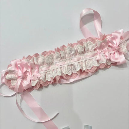 Pure Cotton Aace Love Embroidery Butterfly Tie Headband Lolita Hair Accessories Doll Woman Gilr