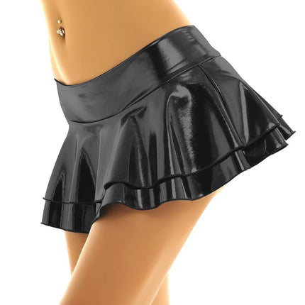 Erotic Lingerie Mini Sexy Skirt PU Leather Hot Erotic Temptation Dress Sex Clothes Pole Dance Clubwear Outfit Nightwear