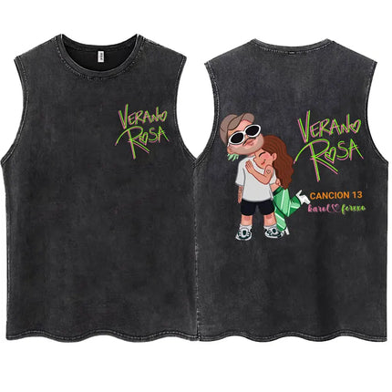 Wash KAROL G 2025 New Album Tropicoqueta Tank Tops Men Women Aesthetic T Shirt Casual Oversized 100% Cotton Sleeveless T Shirts