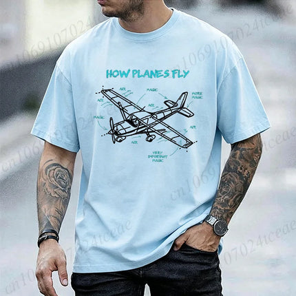 Men's Summer T-Shirts How Planes Fly How Planes Fly Aviation Pilot Graphic Tshirts Women Men T-Shirts Short Sleeve Shirt Tops