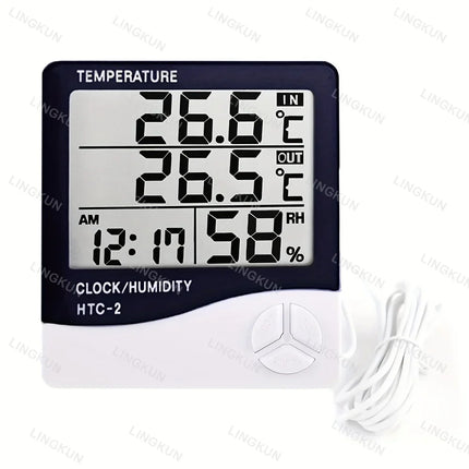 Electronic Clock Temperature Humidity Meter Weather Station for Home With Alarm LED Thermometer Thermo-Hygrometer Multifunction