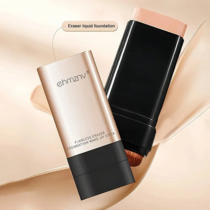 Watery Double-Headed Foundation Stick with Brush, Natural Long-Lasting Flawless Makeup For Facial Concealer Cosmetics