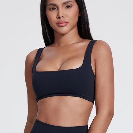 Solid Color Square collar Gym Yoga Underwear Women Hollow back shoulder straps Fitness sport Bra Top Comprehensive Training pad