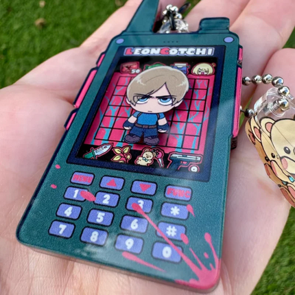 Leon Kennedy Tamagotchi Phone Virtual Pet Acrylic Keychain Cute Kawaii Chibi Mini Horror Anime Keychain Collectible
