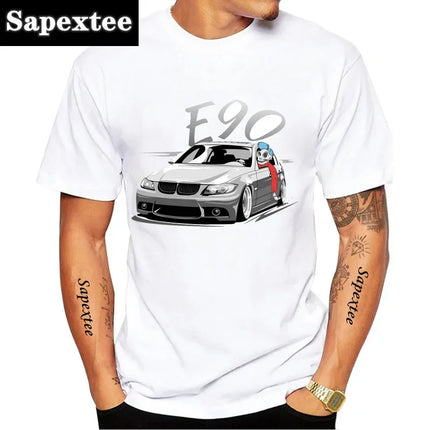 E30 E28 E36 Low Style Skull Driver T-Shirt New Summer Men Short Sleeve E90 Sport Car Design Boy Casual Tops Adventur White Tees
