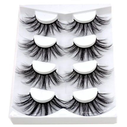 4 pairs of natural mink eyelashes 25mm eyelashes handmade eyelashes extended false eyelashes