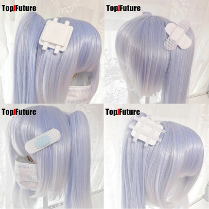 Y2K Girl Harajuku Gothic Lolita Sick Subculture Medical Series White bandage mesh medical band aid  Hair Clip hairgrips Hairpin