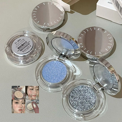 Diamond Grey Blue Highlighter Eyeshadow Palette Shine Pearlescent Face Body Brighten Glitter Natural Gloss Contour Makeup