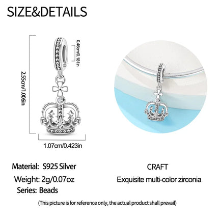 Crown Charms Skull Bead Original 925 Sterling Silver Inlaid Zirconium Pendants Fit Bracelet Necklace Jewelry Lover Gift