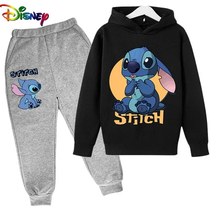 Children Boys Girls Stitch Hoodies Pants Set Boys Girls Stitch Sweatshirts Hooded Kids Fashion Stitch Pullovers Clothes Suit