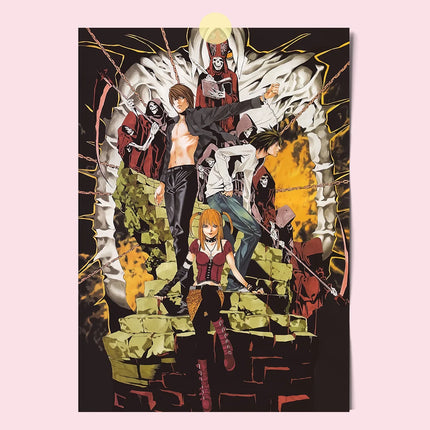 Japanese Comics Death Note Frameless Canvas Painting Poster Light Yagami Comics Peripheral Misa Amane Indoor Room Decoration