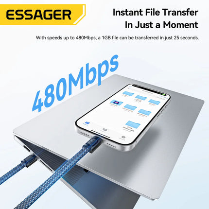 Essager 60W Type C to Type C Fast Charging Cable Lanyard Multifunctional Wrist Strap Neck Cable For iPhone Samsung Xiaomi Huawei