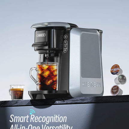 HiBREW 6 in 1 Multiple Capsule Coffee Machine Hot/Cold DG Nes Capsule ESE Pod Tea Basket Ground Coffee Cafeteria 20Bar H6