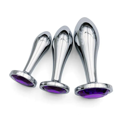 Metal Drop Anal Plug For Women Stainless Steel Three Sizes Jewel Base Butt Plug G-point Massage Adult Sex Toys Male/Famale Gay
