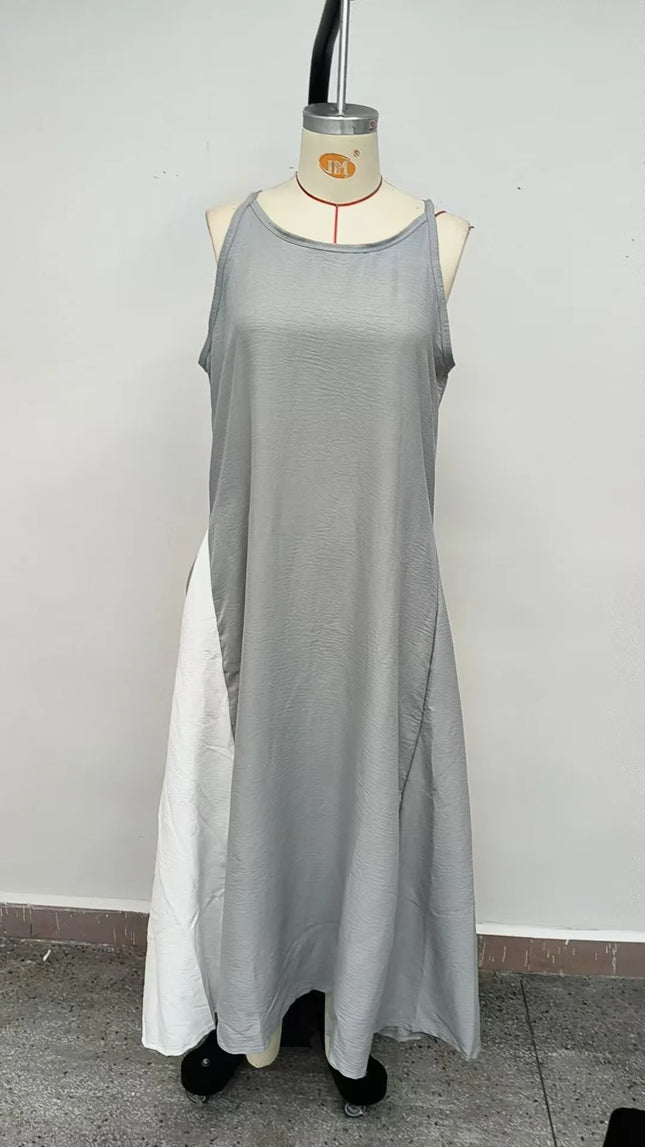 2026 New Women’s Clothing: Sleeveless, Loose-Fitting, Color-Blocked, Casual, Off-The-Shoulder Dress.
