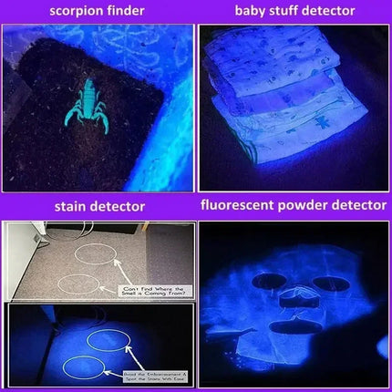 Mini LED 395nm UV Flashlight Rechargeable Waterproof Black Light Torch for Pet Urine Stain Detection Scorpion and Fluorescent
