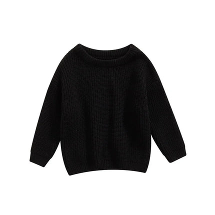 Autumn Baby Girls Boys Sweaters Coat Kids Knitting Pullovers Tops Baby Boys Girls Solid Color Basic Cotton Long Sleeve Sweater