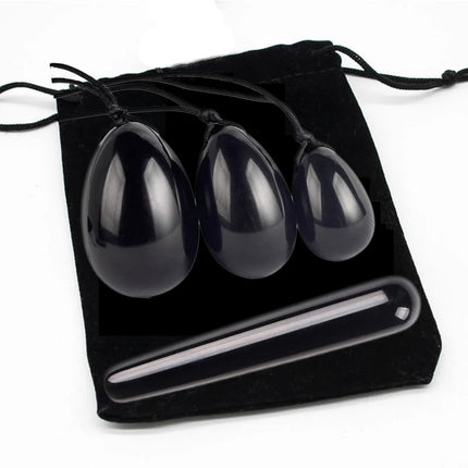 Yoni Egg Natural Black Obsidian Jade Eggs Massage Ball Set Women Vaginal Muscle Exerciser Body Massager Health Care Kegel Ball