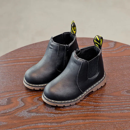 New Kids Fashion Boots for Boys Girls Toddlers Big Children Ankle Boots with Zipper Warm Thick Plush Autumn Winter Chelsea Boots