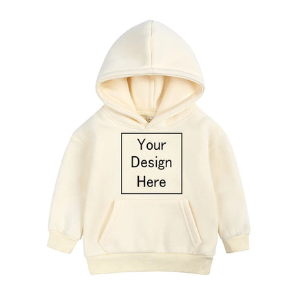 Kids Boy Girl Hoodies Custom Fleece Sweatshirts Toddler Solid Pullover Top Add Text Logo Image Print Cotton Long Sleeve Clothes