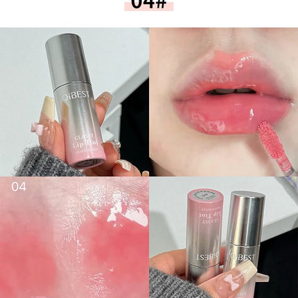 QIBEST Watery Mirror Lip Gloss Long-lasting Moisturizing Easy Wearing Water Glass Lip Glaze Hydrating Sexy Red Lip Tint Makeup
