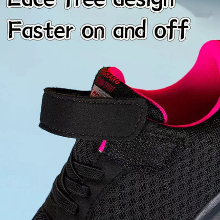 Boys' breathable running shoes, lightweight girls' sports shoes, four season outdoor children's black mesh eyes, big children's