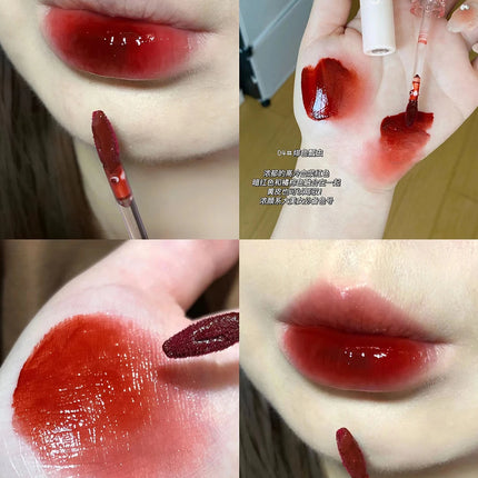 Cherry Pink Waterproof Mirror Finish Water Lip Gloss Nude Brown Clear Tint Glass Lip Oil Liquid Makeup for Luminous Look