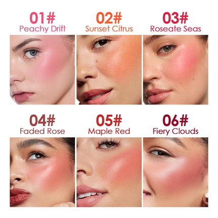 6 Color liquid powder blusher is durable and natural, easy to mix, light in texture, suitable for all skin colors, and suitabl