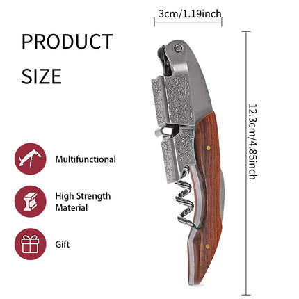 Leeseph Wine Opener, Double Hinged Manual Wine Key for Bartender, Server, Waiter, Stainless Steel Wine Bottle Opener Corkscrew