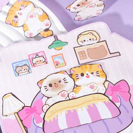 Kawaii Montessori Magnetic Quiet book Handmade Paper Cat Sticker Book 3D Hand Ledger DIY Busy Book Girls