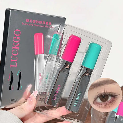 Mascara Remover Set Gentle Formula Waterproof Makeup Removal Dual Effect Eyelash Cleanser Nourishing Care Portable Travel Tools