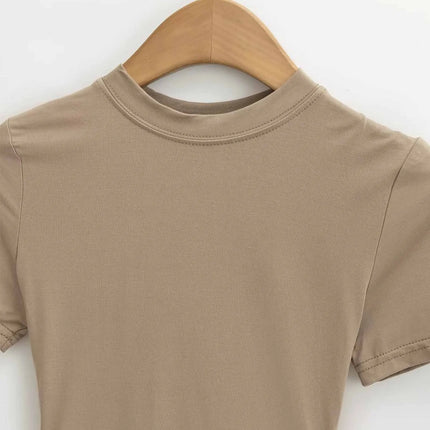 2025 New High Quality Casual T-shirt Sexy Slim Short Sleeves Fashion Trend Solid Women's Clothing Y2K Tops