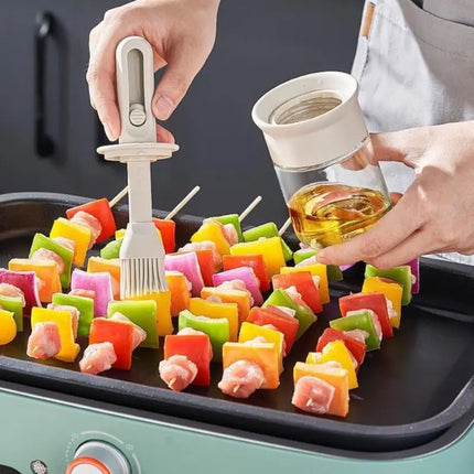 1pc Oil Dispenser Bottle BPA-Free Heat-Resistant Silicone Brush Set for Baking Cooking BBQ Kitchen Outdoor Accessory for Picnics
