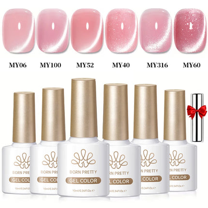 BORN PRETTY Cat Magnetic Moonlight Gel Nail Polish Set 10ml Sparking White Silver Water-light Soak Off UV Gel Nail Art Manicure