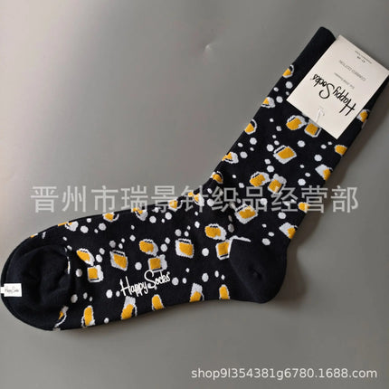 High Quality Fashionable Men's Mid-Calf Cotton Socks HappySocks New Arrival Suitable for All Seasons Swedish Design