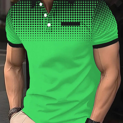 Summer men's Lapel short-sleeved T-shirt, Contrasting Polka Dot Shirt Polo Sport Golf Business Thin Polo