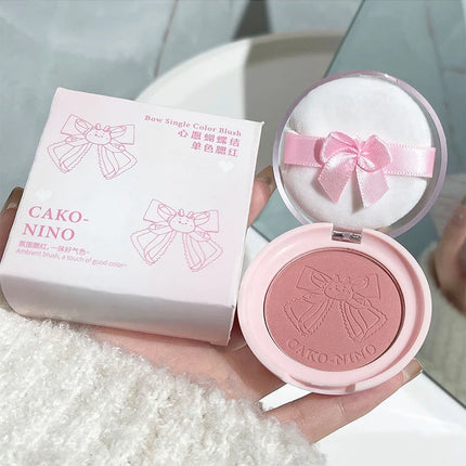 Wish Bow Cute Blusher Lasting Not Easy to Fly Powder Pink Blush Face Brighten Shading Rouge Rubor Korean Dupes Makeup Cosmetics